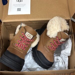 UGG Tan and Black Boots with Red Accents